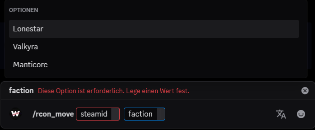 Faction dropdown and rcon_move input fields